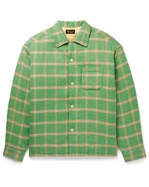 Visvim Keesey Checked Linen And Wool-Blend Down Jacket - Green