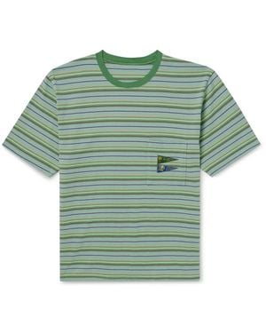 Kapital Logo-Appliquéd Striped Cotton-Jersey T-Shirt - Green