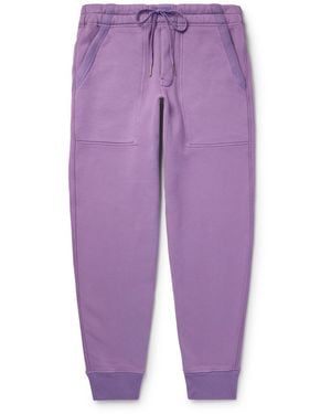 Tom Ford Tapered Garment-Dyed Cotton-Jersey Sweatpants - Purple