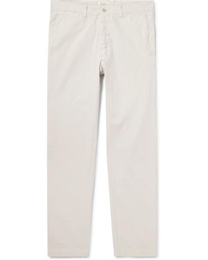 Hartford Tyron Slim-Fit Straight-Leg Cotton And Linen-Blend Pants - White