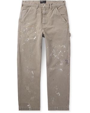 Enfants Riches Deprimes Double Knee Painter Wide-Leg Distressed Cotton-Canvas Pants - Natural