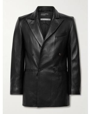 Enfants Riches Deprimes Florence Double-Breasted Leather Jacket - Black