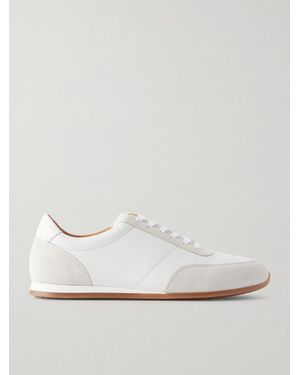 MR P. Suede-trimmed Leather Trainers - White