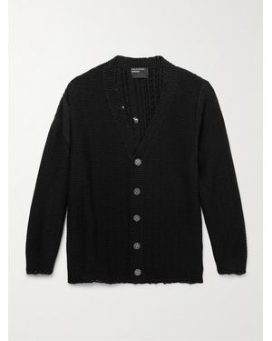 Enfants Riches Deprimes Distressed Cotton And Cashmere-Blend Cardigan - Black