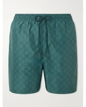Gucci Straight-Leg Short-Length Logo-Print Swim Shorts - Green