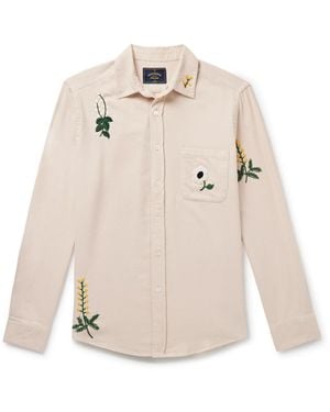 Portuguese Flannel Embroidered Organic Cotton-flannel Shirt - Natural