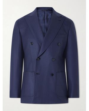 Brioni Double-Breasted Wool Suit Jacket - Blue