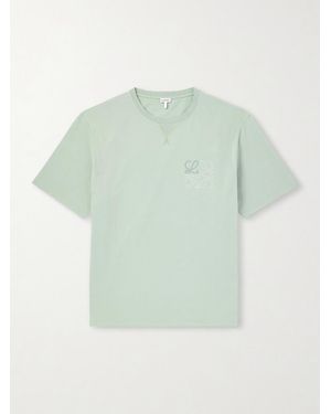 Loewe Logo-embroidered Cotton-jersey T-shirt - Green