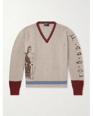 Enfants Riches Deprimes Nu Sur Papier (Iv) Embroidered Cashmere Jumper - Natural