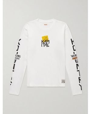 Kapital Peckish Oberteil aus Baumwoll-Jersey mit Print und Logostickerei - Natur