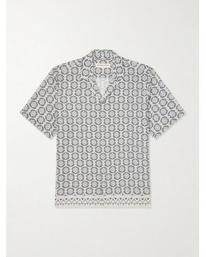 Orlebar Brown Maitan Passetto Camp-Collar Printed Lyocell Shirt - Grey