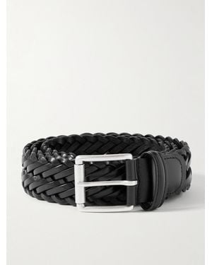 Anderson's 3.5Cm Woven Leather Belt - Black