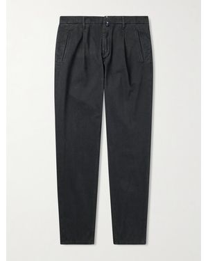 Slowear Incotex Division Straight-Leg Pleated Cotton And Cashmere-Blend Twill Trousers - Black