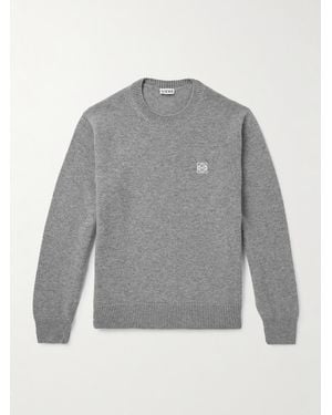Loewe Anagram Logo-Embroidered Wool Jumper - Grey