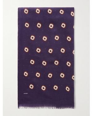 J. Mueser Printed Frayed Modal And Cashmere-Blend Scarf - Purple