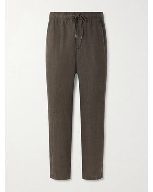 James Perse Straight-Leg Garment-Dyed Linen Drawstring Trousers - Grey