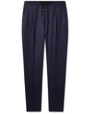 De Petrillo Straight-Leg Wool-Blend Drawstring Pants - Blue