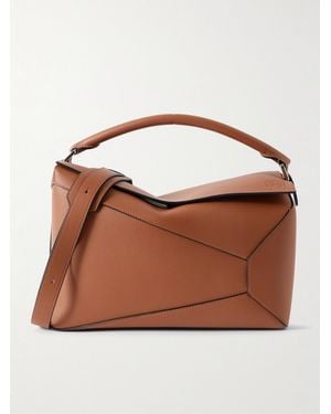Loewe Puzzle Edge Large Logo-debossed Leather Messenger Bag - Brown