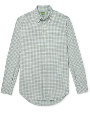 Sid Mashburn Button-Down Collar Checked Cotton-Poplin Shirt - Gray