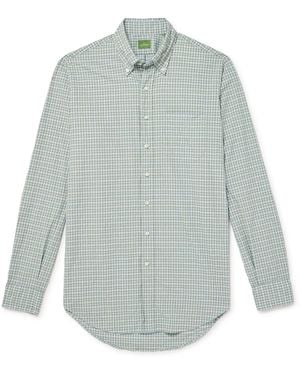 Sid Mashburn Button-Down Collar Checked Cotton-Poplin Shirt - Gray