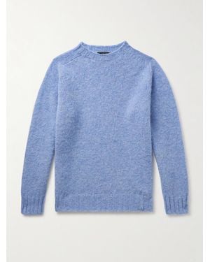 Beams Plus Shaggy Bernard Wool Jumper - Blue