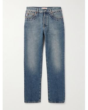 Valentino Garavani Straight-Leg Crystal-Embellished Jeans - Blue