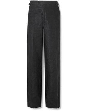Husbands Wide-Leg Linen Suit Pants - Black