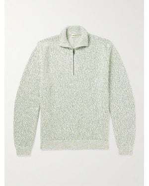 Massimo Alba Ribbed Cotton Half-Zip Jumper - White