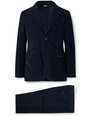 Massimo Alba Sand Unstructured Cotton-Corduroy Suit - Blue