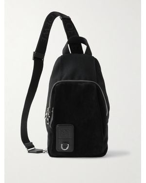 Loewe Flex Sling Leather And Suede-Trimmed Canvas Bag - Black
