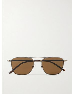 Saint Laurent Aviator-style Silver-tone Metal Sunglasses - Natural