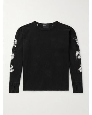 Enfants Riches Deprimes Rats Breed Cropped Distressed Printed Cotton T-Shirt - Black