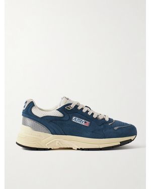 Autry Hyperway Leather-Trimmed Suede And Mesh Sneakers - Blue