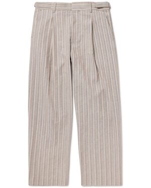 NN07 Kay 10058 Wide-Leg Pleated Herringbone Organic Cotton-Blend Suit Pants - White