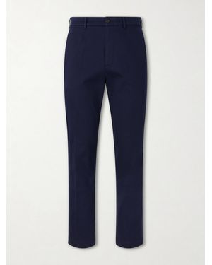 dunhill Straight-Leg Cotton-Blend Twill Trousers - Blue