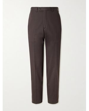 Saman Amel Straight-Leg Cotton-Blend Trousers - Brown