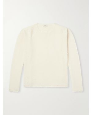 Second Layer Distressed Waffle-Knit Wool And Cashmere-Blend Sweater - Natural