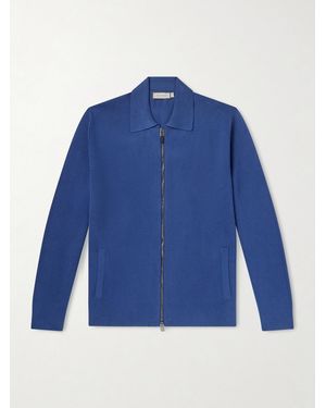 Canali Cotton And Modal-blend Zip-up Cardigan - Blue