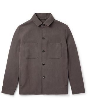 Loro Piana Evandro Herringbone Linen Overshirt - Brown