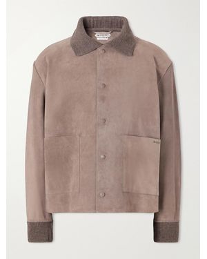 JW Anderson Wool-Trimmed Suede Jacket - Brown