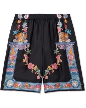 Versace Silk Shorts With "Coral Theatre" Print - Multicolor
