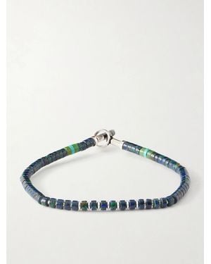 Mikia Heishi Sterling And Azurite Beaded Bracelet - Metallic