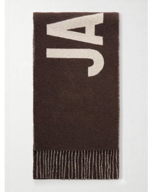 Jacquemus Logo-print Fringed Wool Scarf - Brown