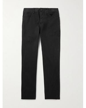 James Perse Straight-Leg Brushed Cotton-Blend Twill Trousers - Black