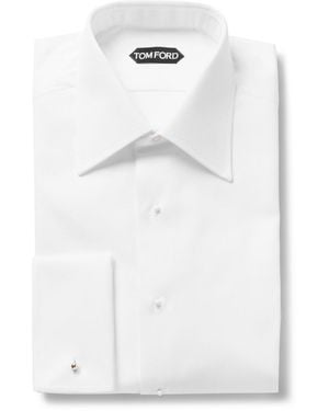 Tom Ford Slim-Fit Bib-Front Double-Cuff Cotton Tuxedo Shirt - Multicolor