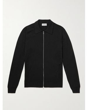 John Smedley Alston Slim-Fit Merino Wool Zip-Up Cardigan - Black
