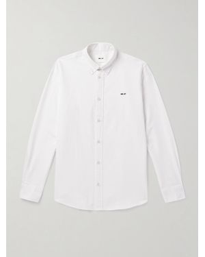 NN07 Colby 5910 Button-Down Collar Logo-Embroidered Organic Cotton Shirt - White