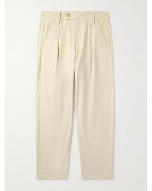 A.P.C. Renato Tapered Pleated Herringbone Cotton Trousers - Natural
