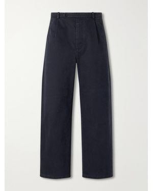 Jil Sander Straight-Leg Pleated Cotton-Drill Trousers - Blue
