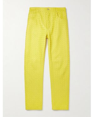 Bottega Veneta Intrecciato Leather Trousers - Yellow
